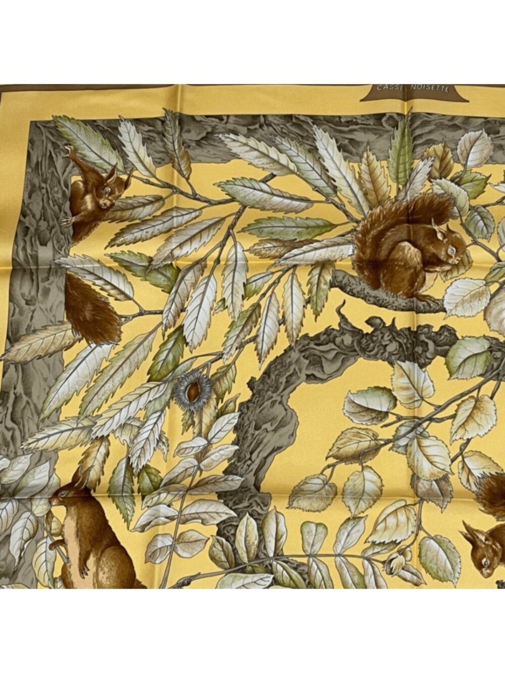 Hermes Carre 90 Casse Noisette Nutcracker Squirrel Pattern Nut Scarf Silk View 2